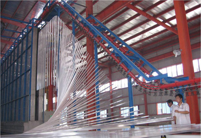 Vertical powder coating line for aluminium profile