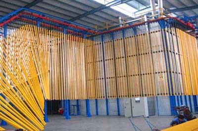 Vertical powder coating line for aluminium profile